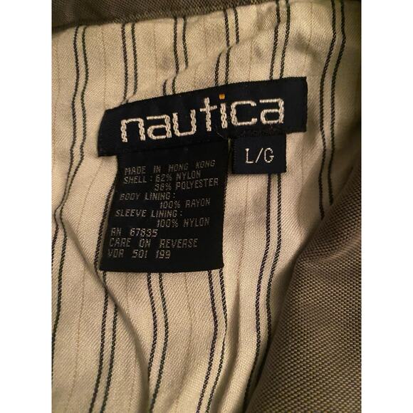 Vintage Nautica Sailing Jacket Army Green Coat 90s Olive L - Picture 2 of 13